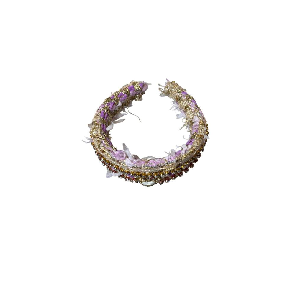 Minime Paris, Handmade Tweed Headband, 3 Rows, Light Purple - Picture 3 of 8